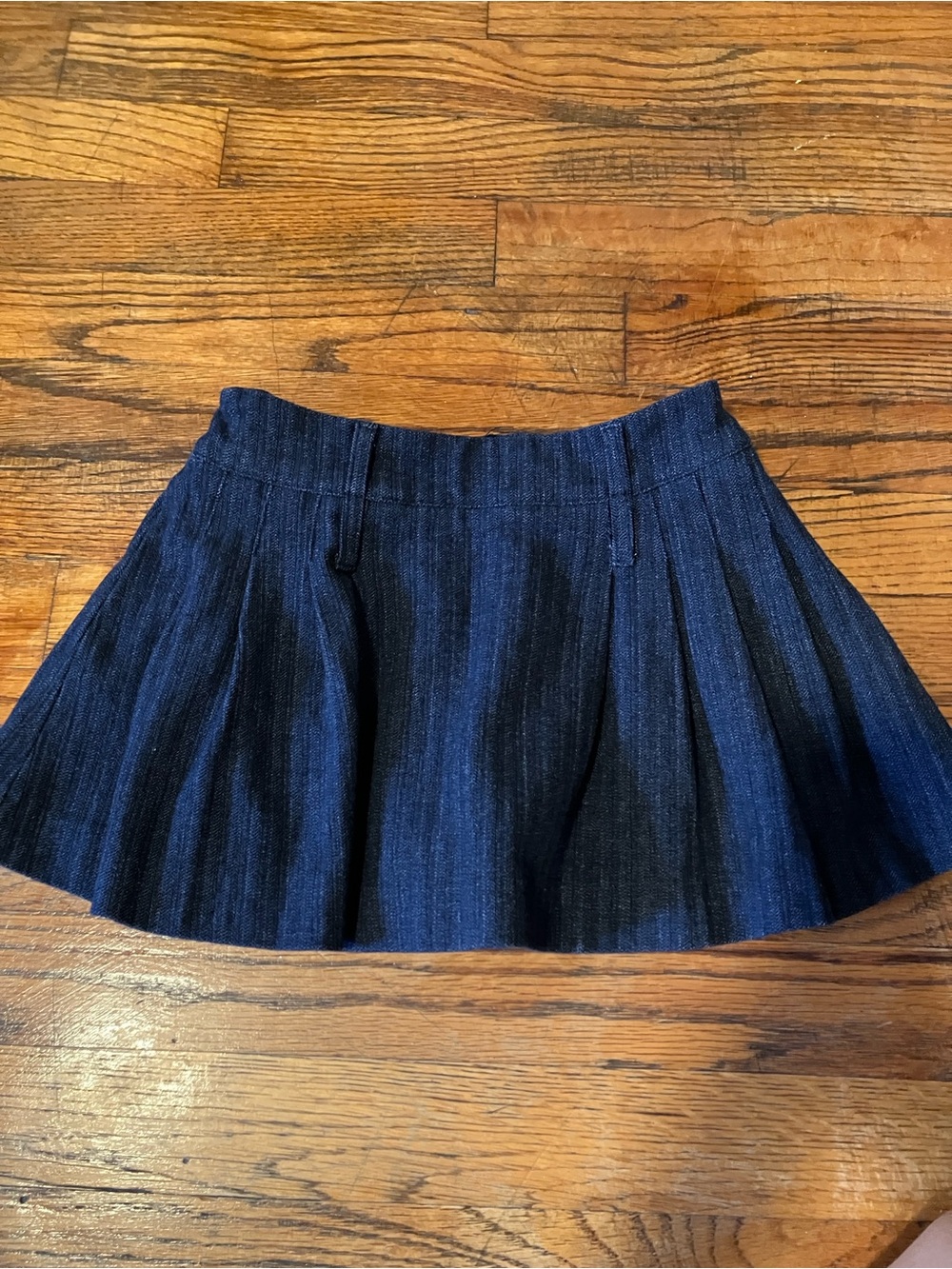 8 years old girls Zara Dark Blue Pleated Denim Skater Mini Skirt